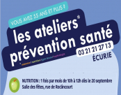 Atelier Nutrition-Santé, 1 fois par mois de 10h à 12h, le mercredi 11 octobre 2023 à la salle des fêtes d'ÉCURIE.